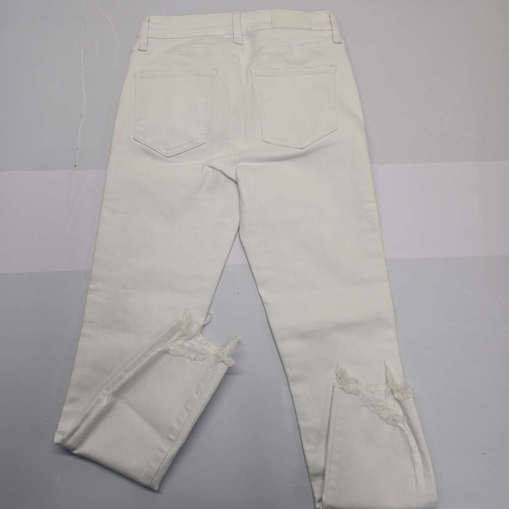 Pistola Forever Jeans White Distressed High Rise Skinny Raw Hem Sizeโ 26 SP23143